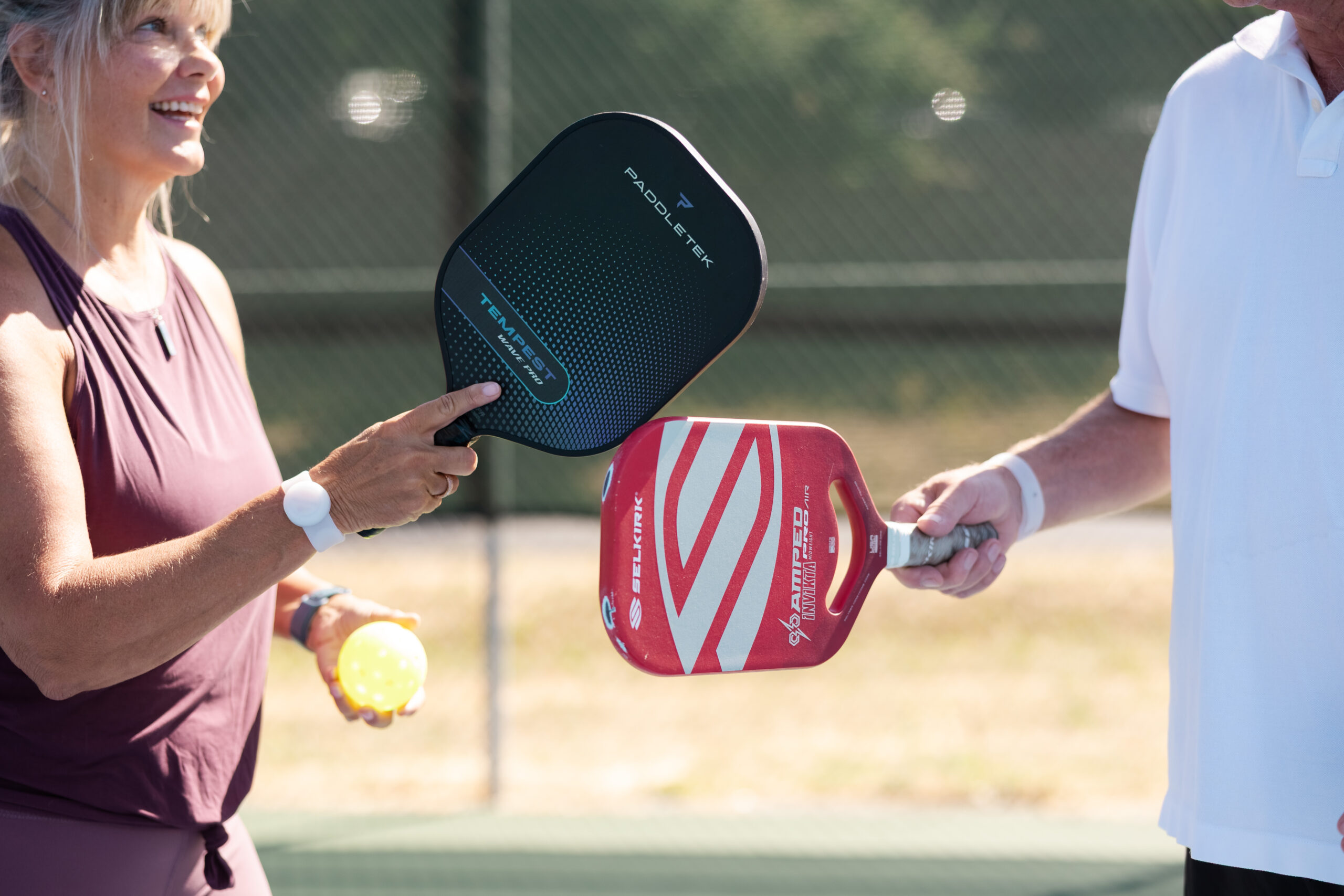 Pickleball players on court
